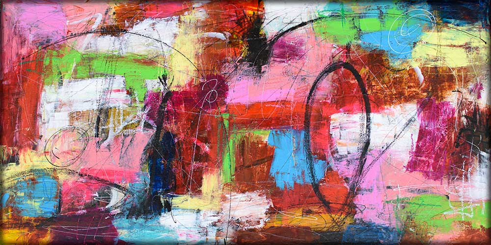 Detaljer fra Passion II af Michael Lønfeldt med lag-på-lag tekstur og subtile farveovergange.