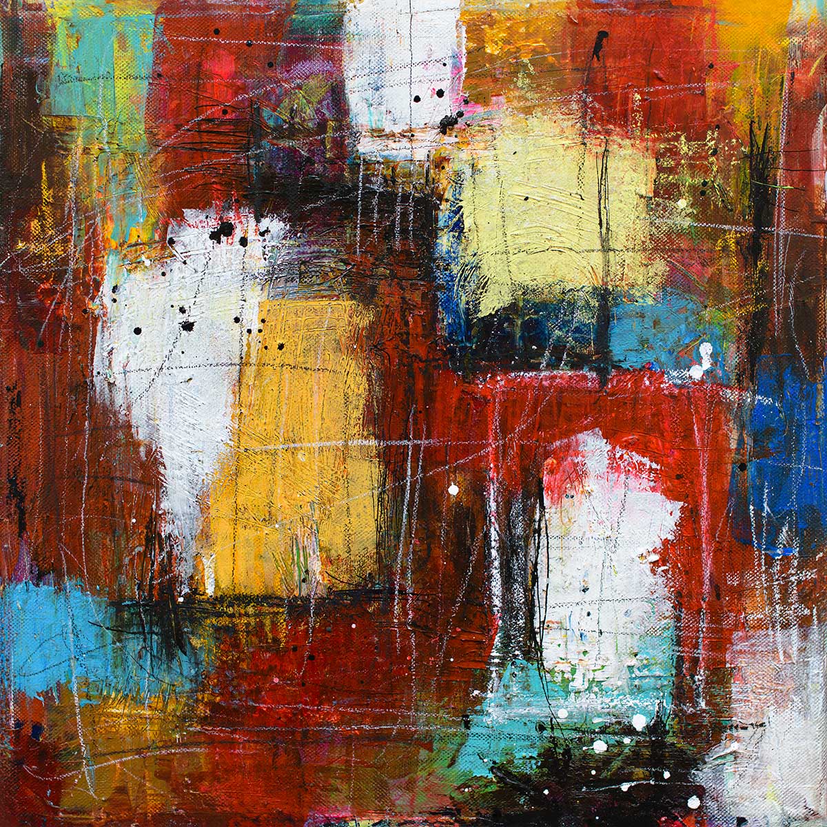 Farverigt maleri til entreen Influx I